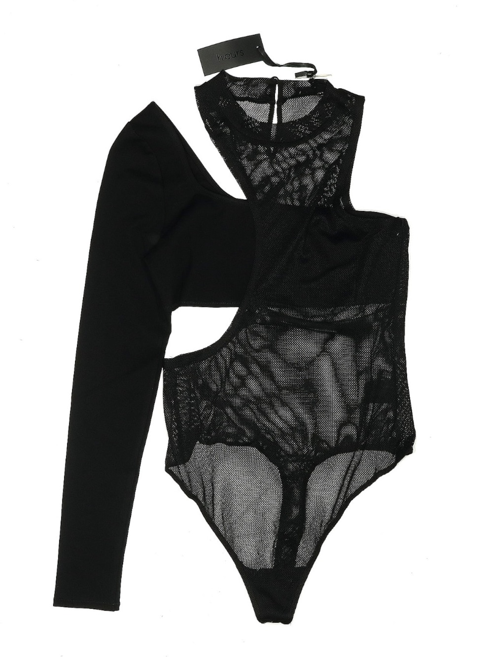 NWT H:ours x REVOLVE Asymmetric One-Shoulder Mesh Bodysuit - S - Picture 2 of 4